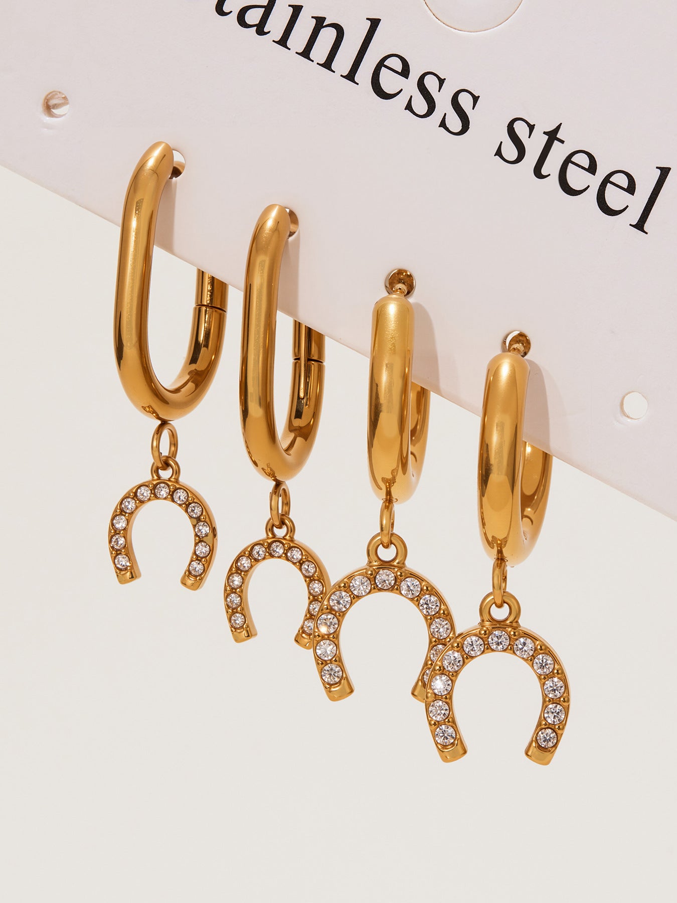 Planderful Zircon Horseshoe Earrings For Her Gold Plated