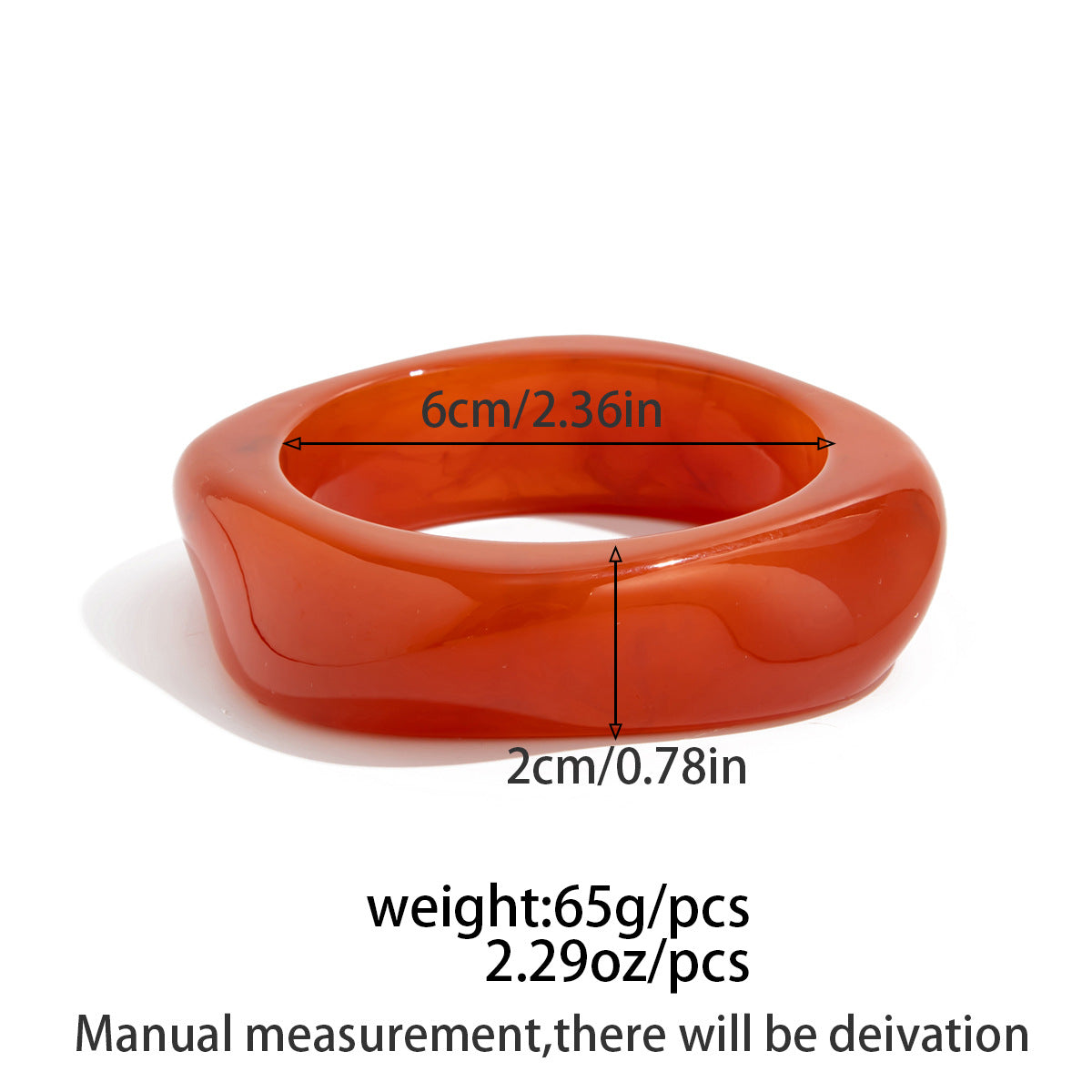 Wide Version Smudged Stone Pattern Semi-Transparent Bracelet Exaggerated Retro Special-Shaped Amber Tire