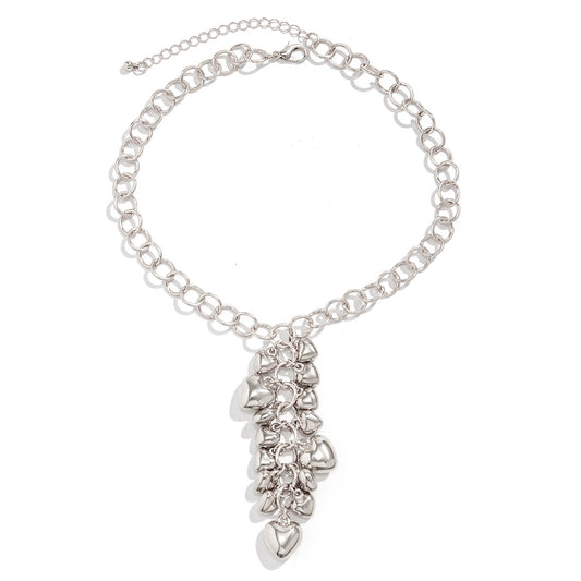 Y2K Heart-shaped Choker Necklace with Tassel Accents and Cool Ins Style