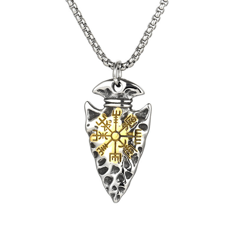 Punk Viking Rune Amulet Pendant in Titanium Steel for Men - Creative European and American Jewelry