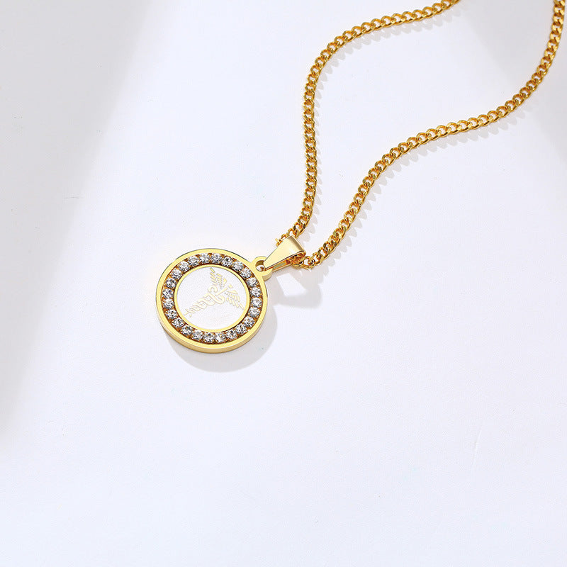 Stainless Steel Zircon Medical Logo Pendant Necklace for Men