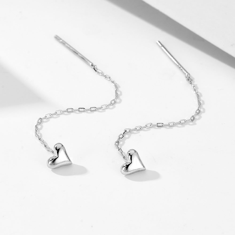 Planderful Heart Shaped Love Earrings For Women Long Fringe Chain Zircon Luxurious Accents