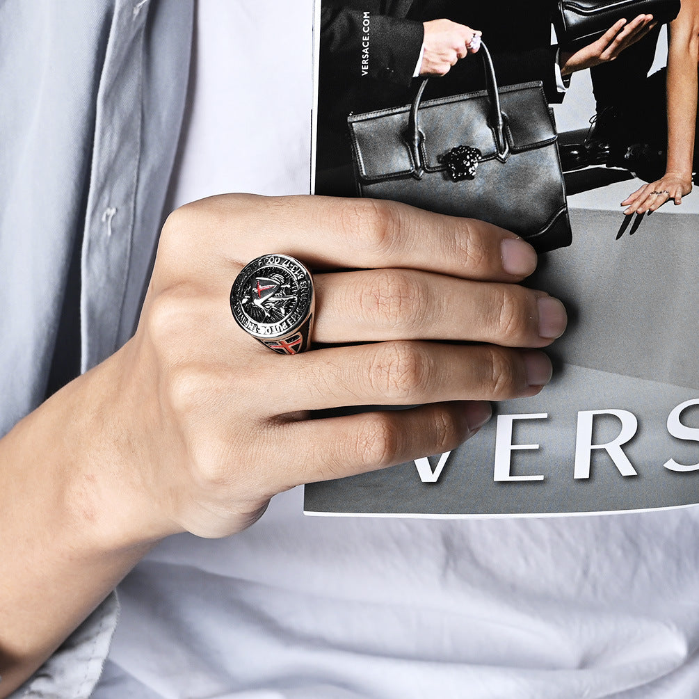 Planderful Stainless Steel Ring Templar Shield Cross Retro Hip Hop Bold For Men Who Love Streetwear