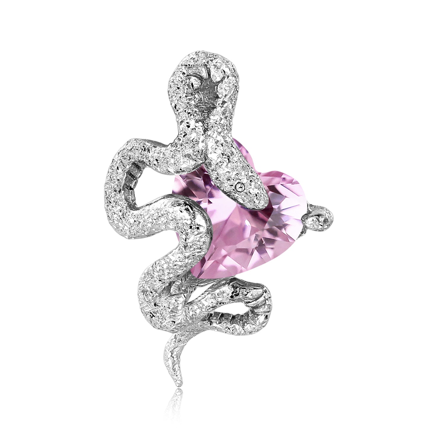 Snake with Heart Shape Zircon Silver Necklace