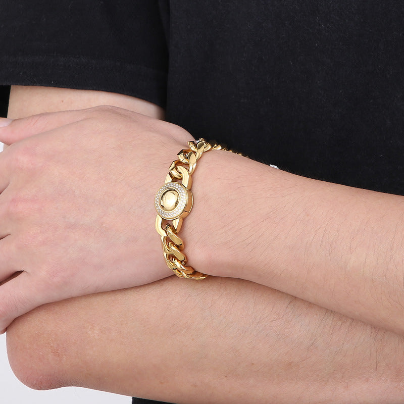 Bracelet Of The – Cnc Zircon Cuban Chain Titanium Steel Men's