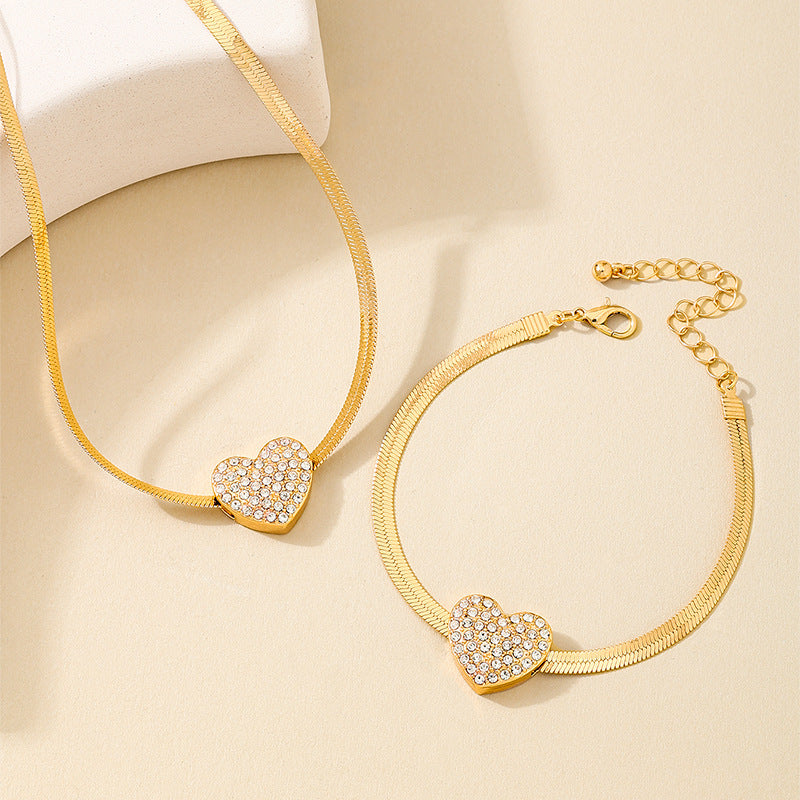 Charming Red Flash Zircon Love Snake Jewelry Set for Women