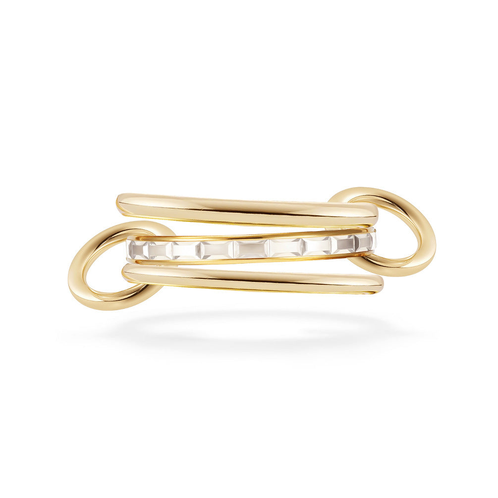 Planderful Collection Everyday Genie Zircon Rings Stacked Set Stainless Steel 18K Gold Plated Unisex Luxury Jewelry