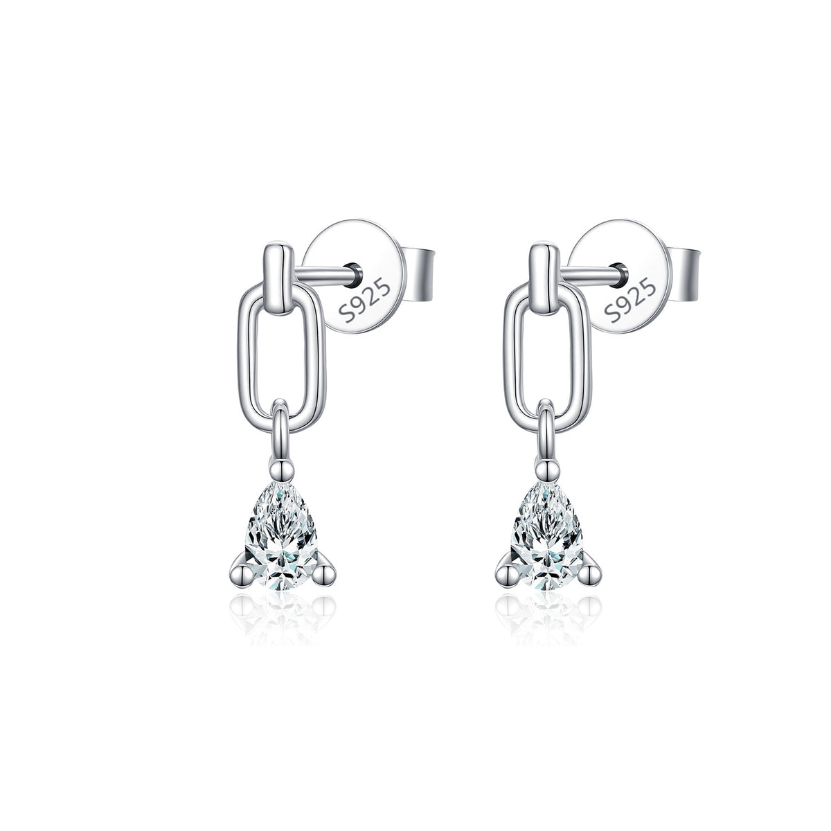 925 Sterling Silver Geometric Teardrop Moissanite Earrings