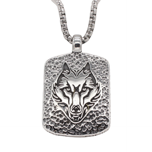 Planderful Jewelry Mens Wolf Head Pendant In Titanium Steel Personalized Retro Style