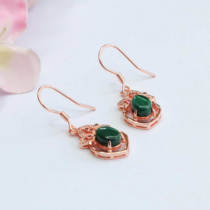 Malachite Clover Drop Earrings