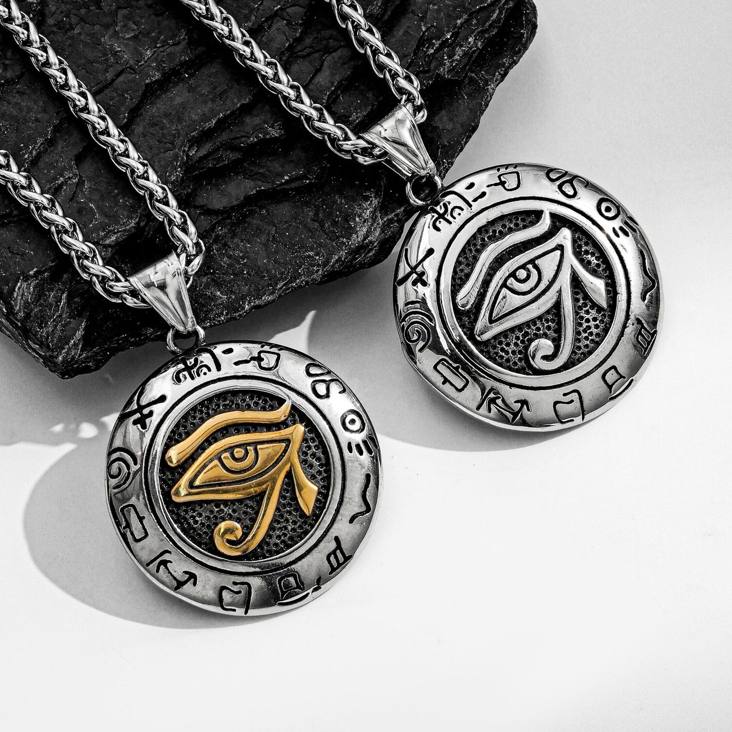 Planderful Everyday Genie Devils Eye Pendant Necklace For Men Stainless Steel Hip Hop Trend Jewelry