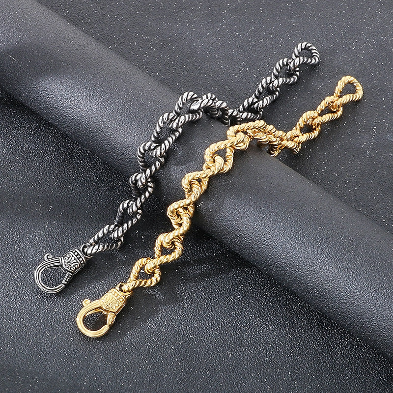 Planderful Mens Titanium Twist Chain Bracelet Retro Punk