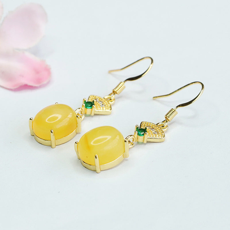 Beeswax Amber Fan Drop Earrings