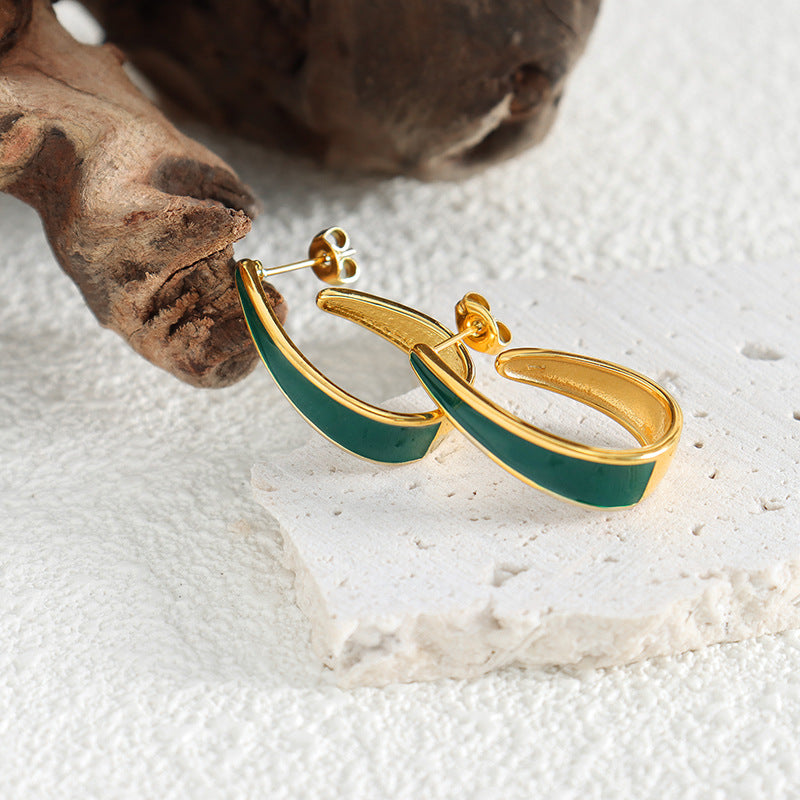 Geometric Drip Oil Earrings in Titanium Steel by Planderful - Everyday Genie Collection