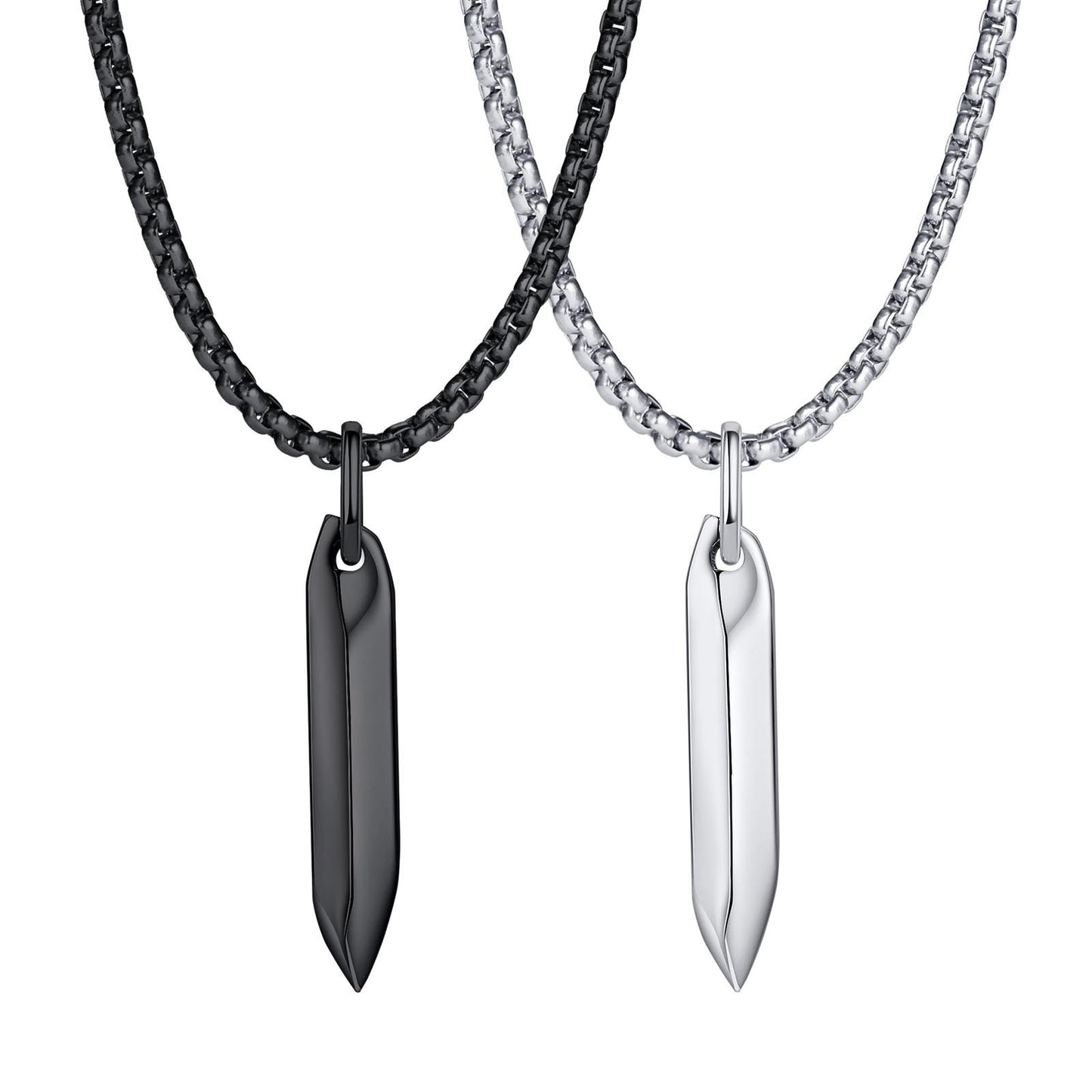 Stainless Steel Pointed 6-Sided Nail Pendant Men's Necklace