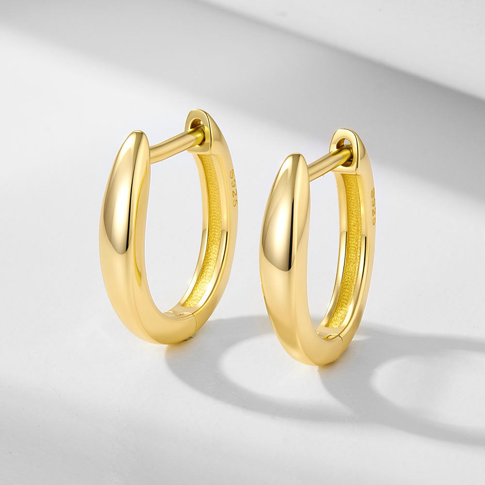French S925 Sterling Silver Classic U-Shaped Plain Ring Earrings And Versatile Ear Buckle