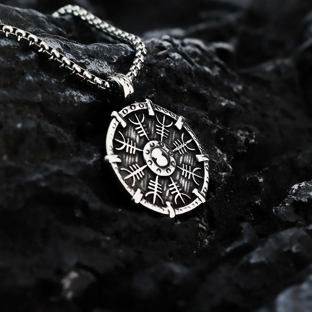 Nordic Vintage Viking Men's Pendant Compass Shield Necklace