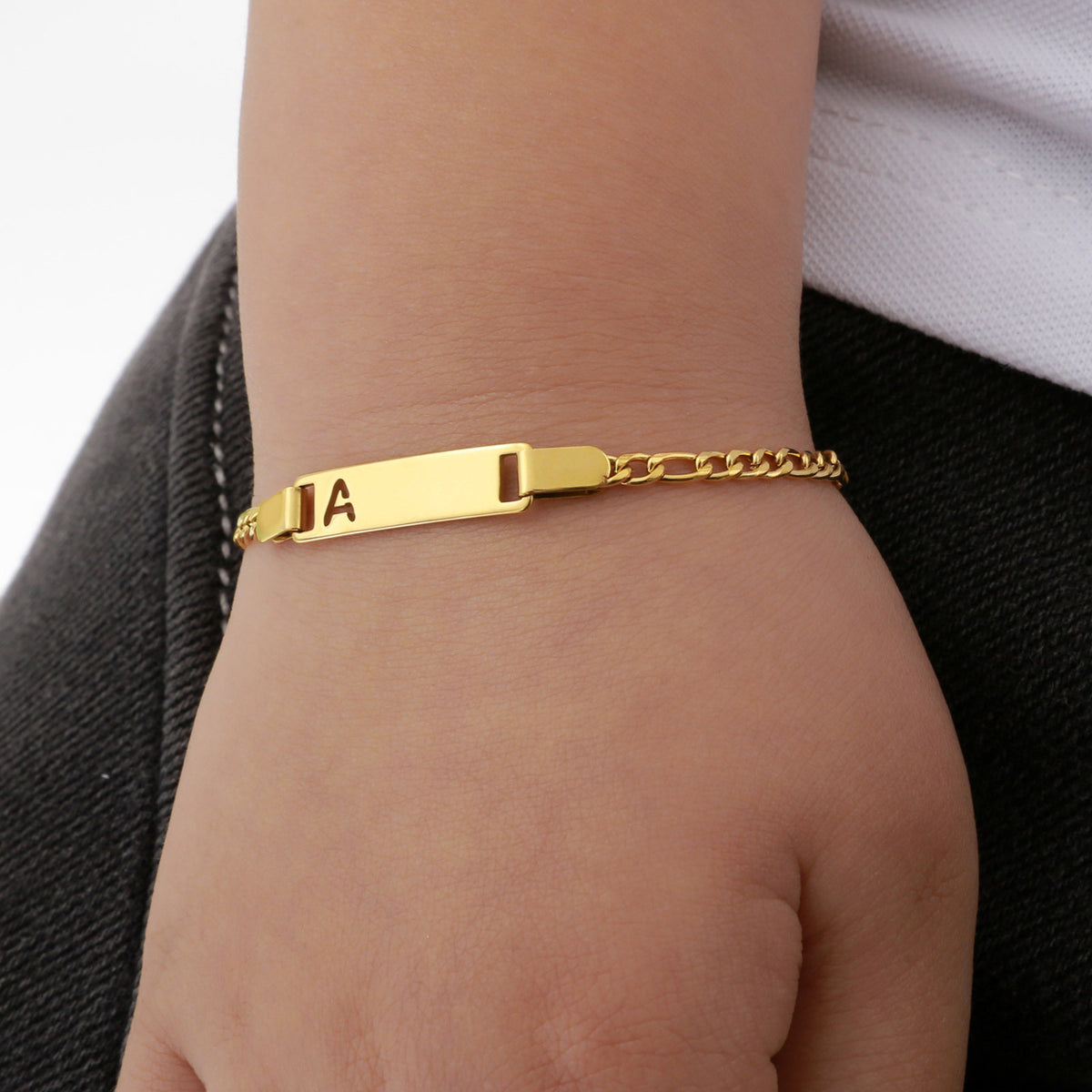 Stainless Steel Hollow Letter Children's Bend Card Electroplated Gold Blank Bend Card Bracelet