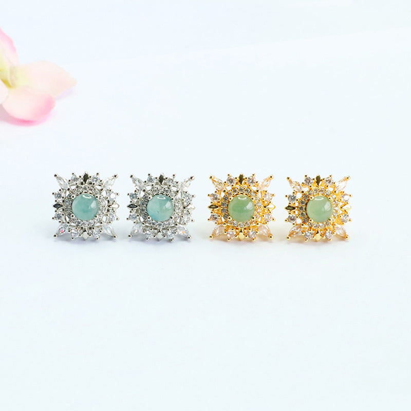 Blue-Water Jadeite Starfall Stud Earrings