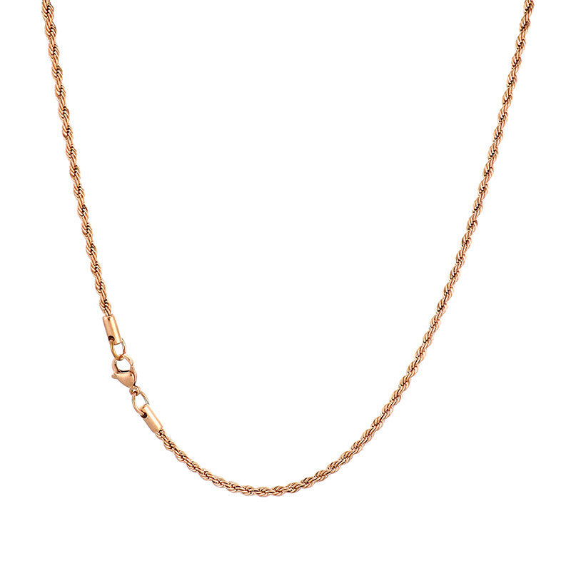 Sweater Chain Hip Hop Vacuum Plated 3mm Twist Chain Regular Chain Stainless Steel Necklace