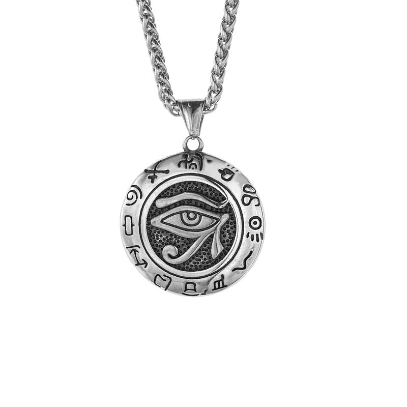 Planderful Everyday Genie Devils Eye Pendant Necklace For Men Stainless Steel Hip Hop Trend Jewelry
