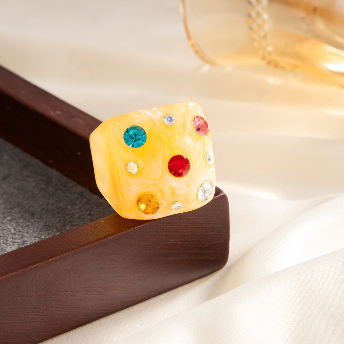 Planderful Zircon Square Ring For Women Smudged Micro Inlaid Sparkling Statement Jewelry Vienna Verve