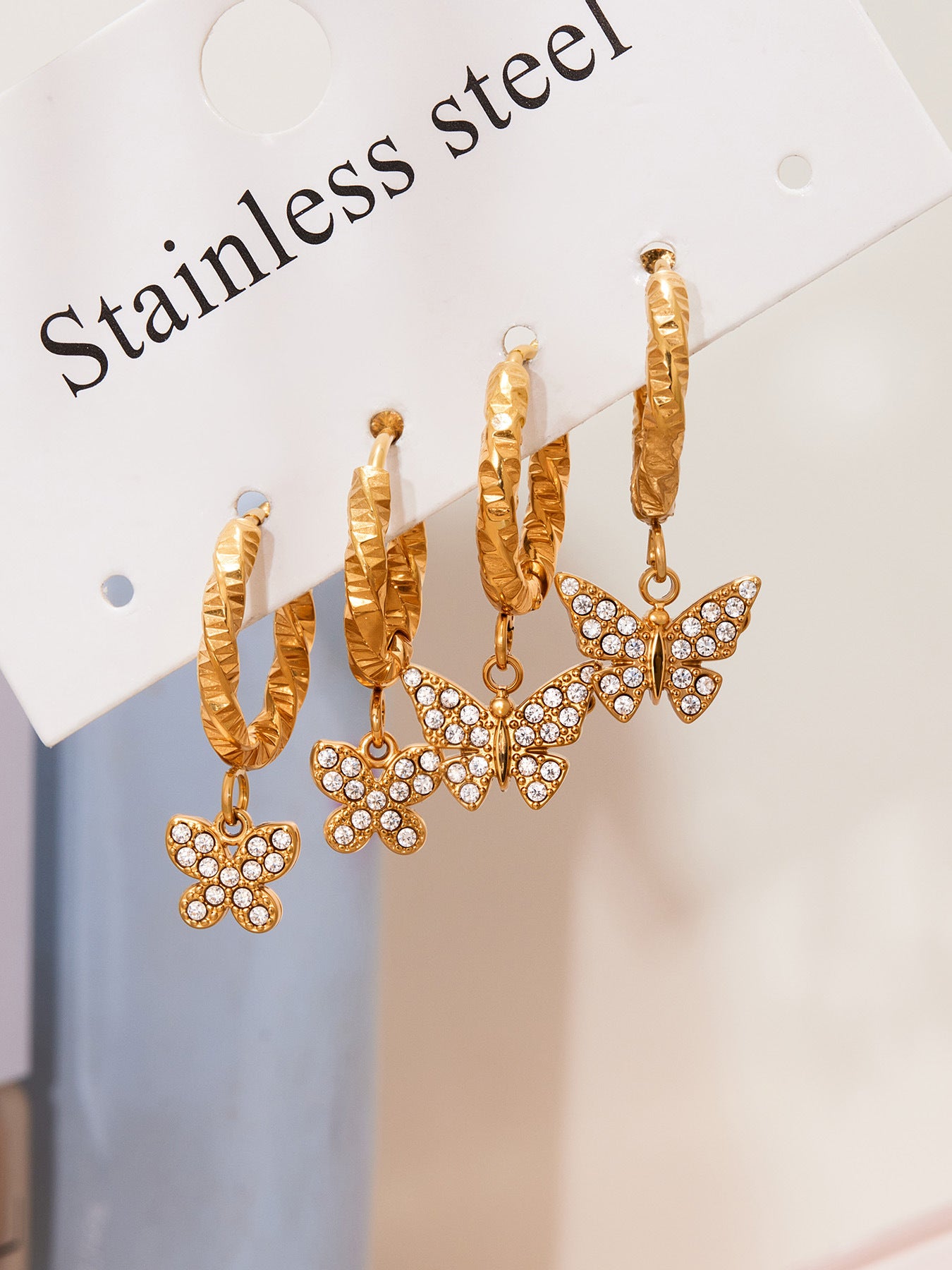 Planderful Zircon Earrings Butterfly Pendant For Fairy Fans