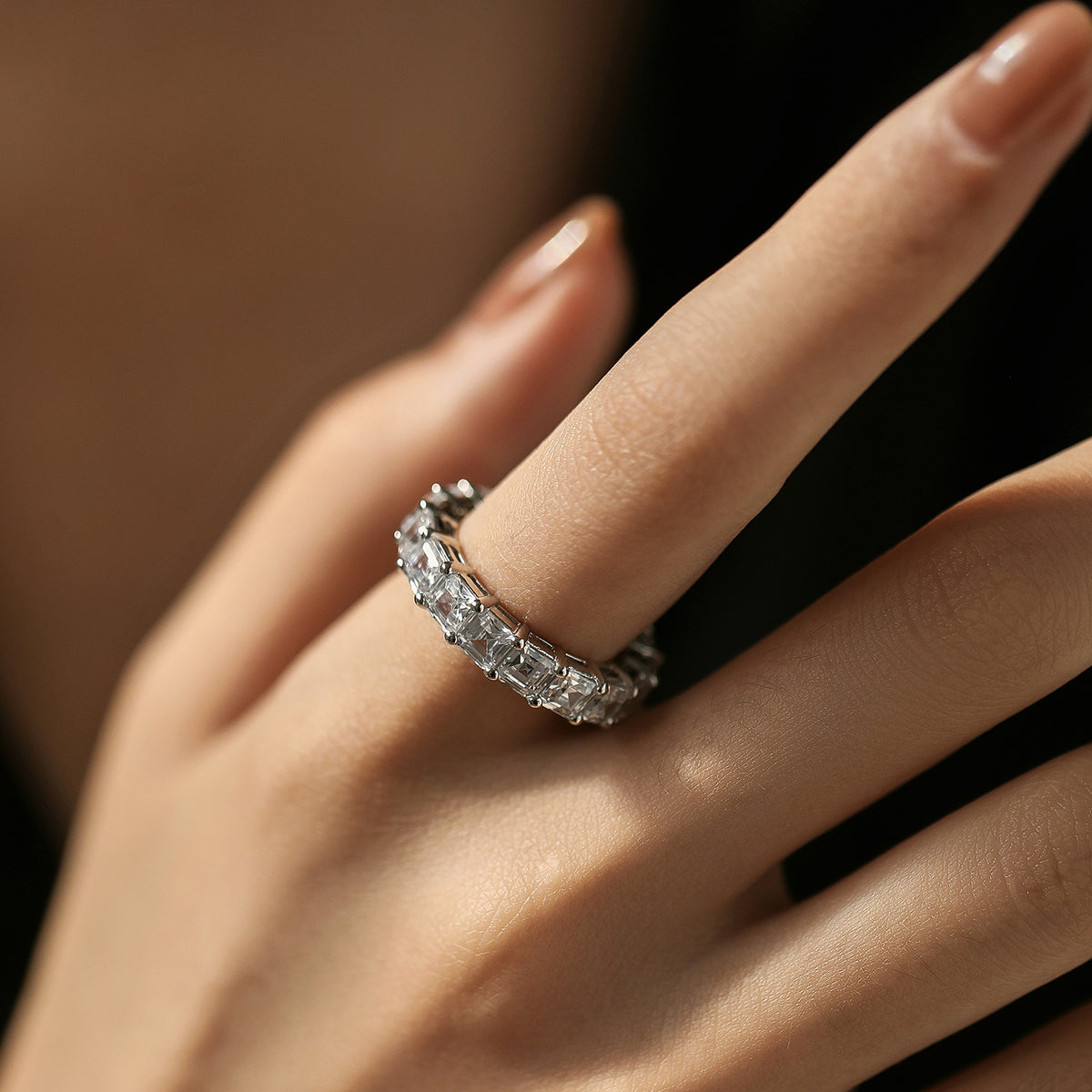 925 Sterling Silver Full-Zircon Band