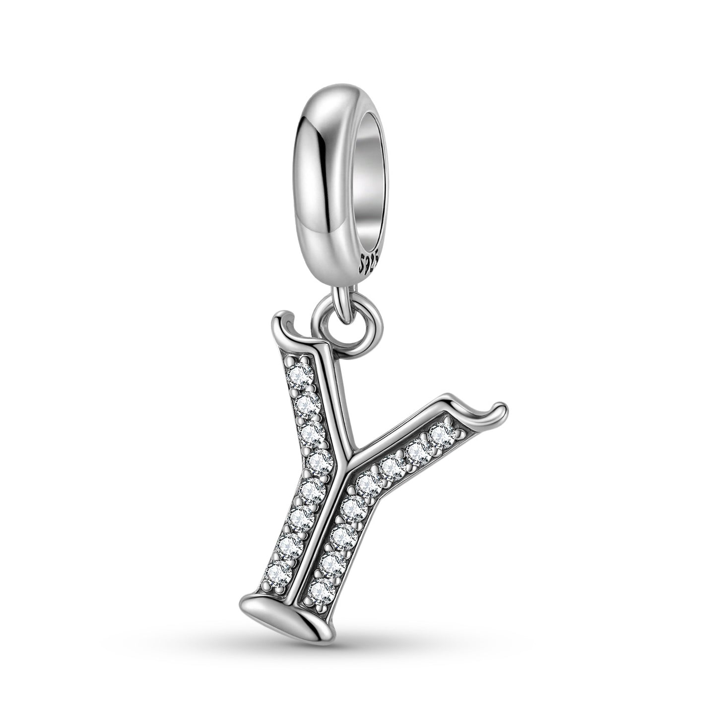 Planderful Jewelry 26 Letter Sterling Silver Pendant With Zircon Inlays Necklace