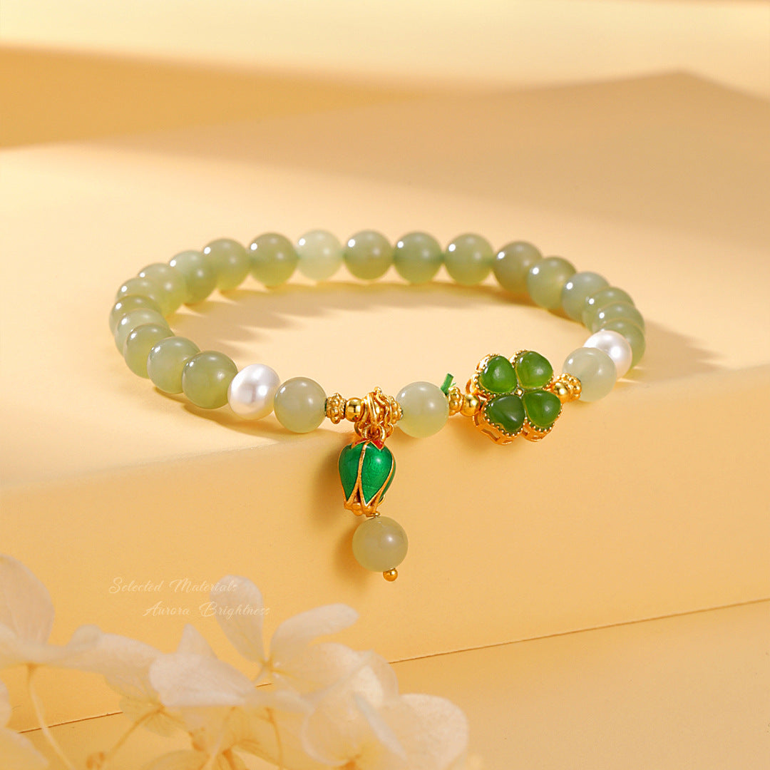 Clover Peach 925 Sterling Silver Bracelet