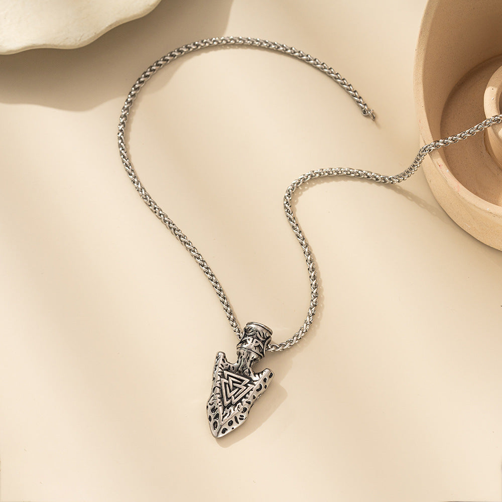 Planderful Viking Odin Pendant Triangle Necklace For Men Titanium Steel Durable Personalized
