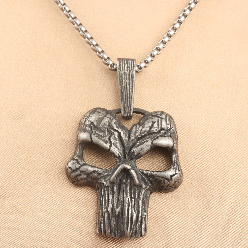 European And American Stainless Steel Skull Pendant Punk Necklace
