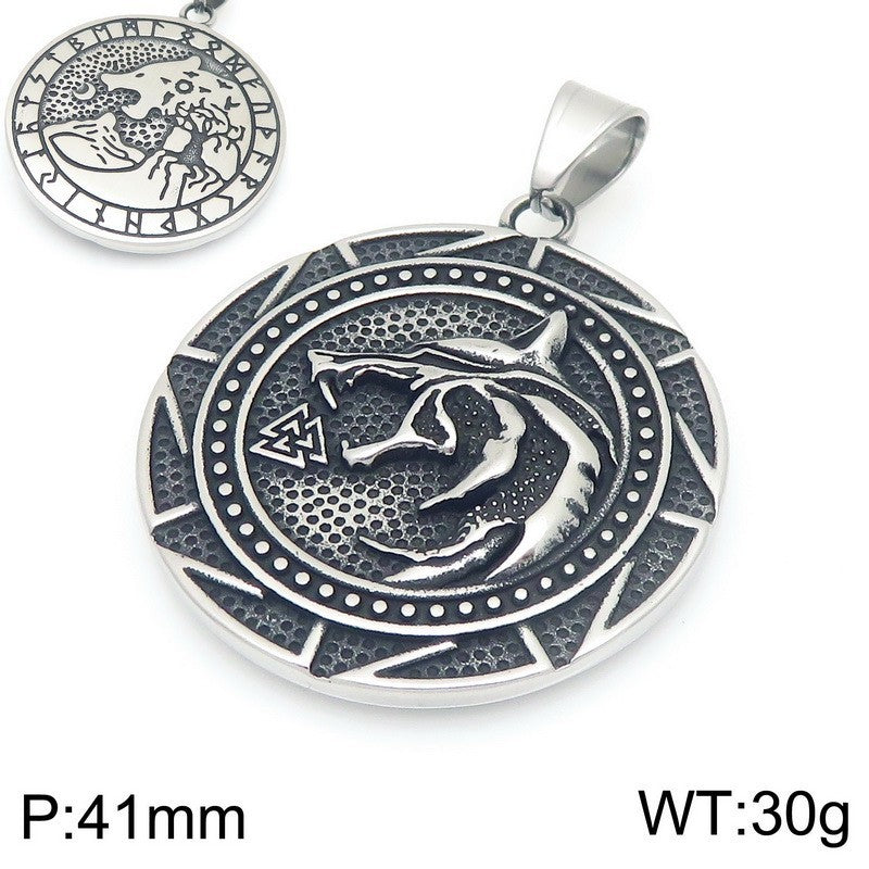Planderful Double Sided Viking Wolf Pendant Men Personalize