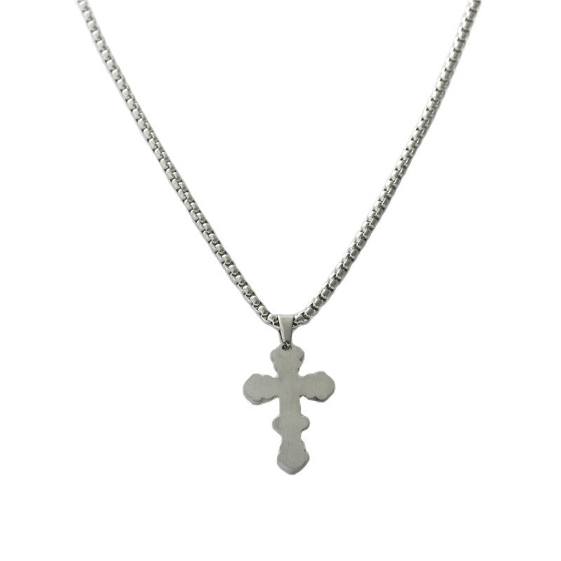 Personalized Retro Titanium Steel Cross Pendant Necklace for Men - Trendy Stainless Steel Design