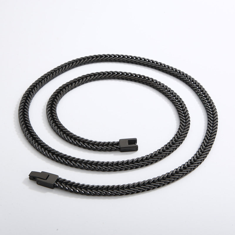 Versatile Stainless Steel Encrypted Whip Chain Necklace, And Popular Buckle Titanium Steel Chain