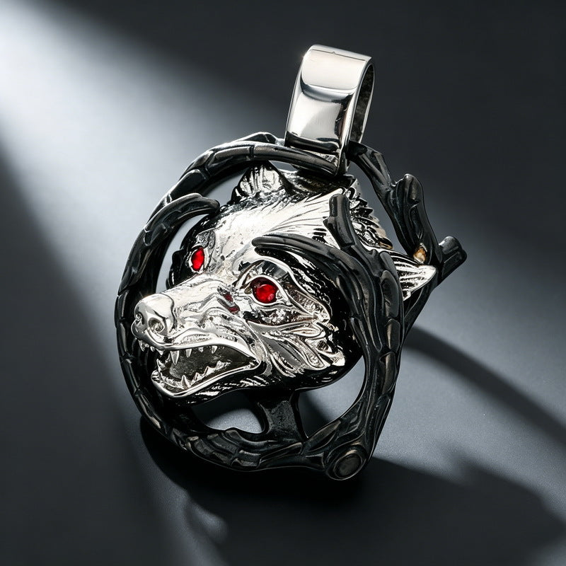 Giant Wolf Fenriel Screams Mask Pendant Three-Dimensional Two-Color Tiger Head Stainless Steel Necklace