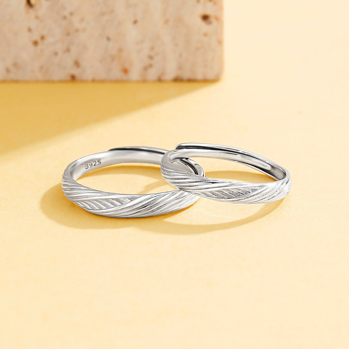 Planderful Jewelry Sterling Silver Adjustable Couple Ring Plain Textured Open Band For Men And Women Everyday Wear