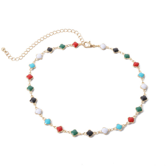 Statement Necklace With Small Flower Detail For Women By Planderful Vienna Verve Handmade Retro Color