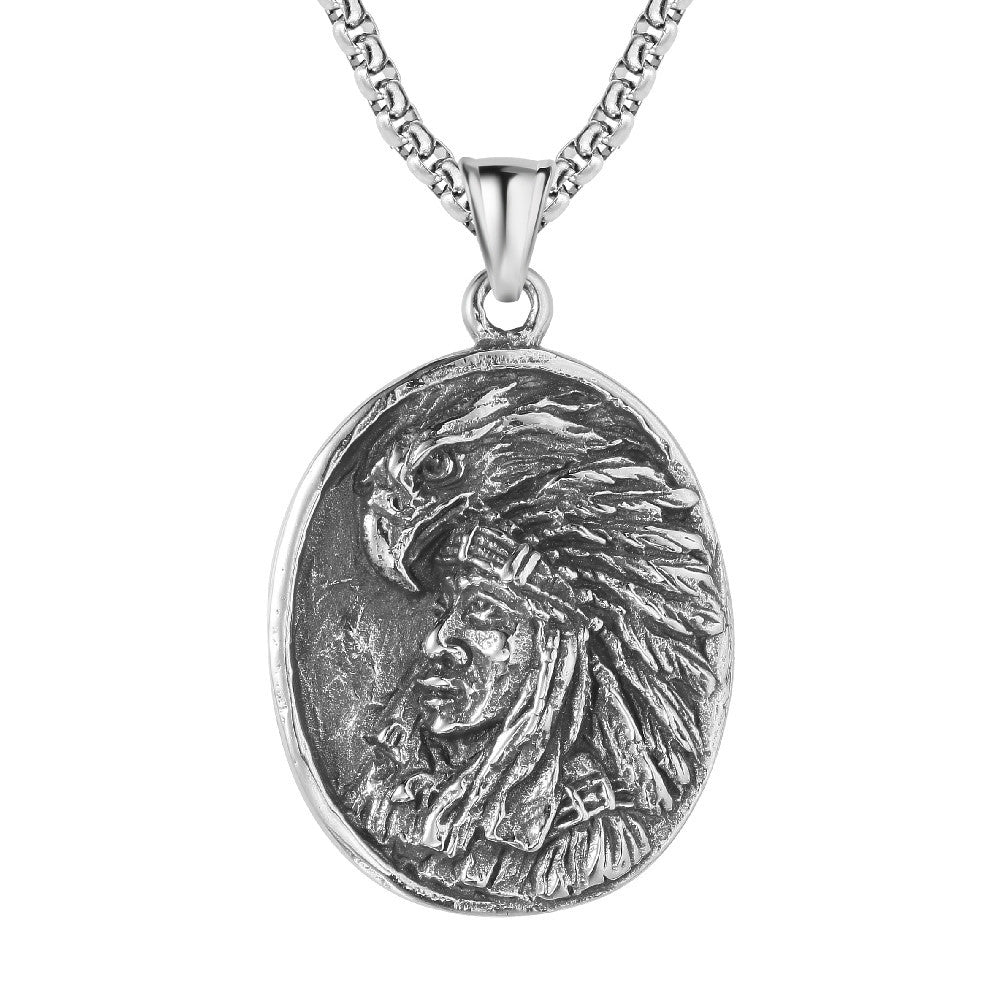 Eagle Chief Titanium Steel Pendant Necklace