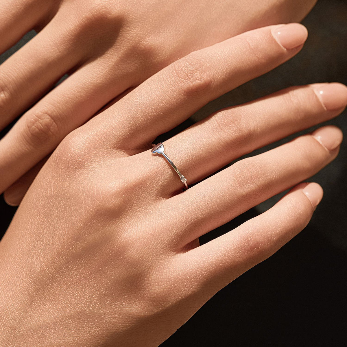 S925 Sterling Silver Heart-Detail Moissanite Ring