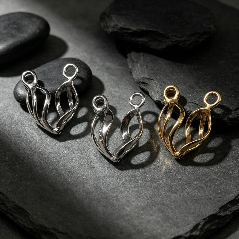 Niche Commemorative Pendant Trendy Hollow Willow Leaf Can Be Opened Water Drop-Shaped Titanium Necklace