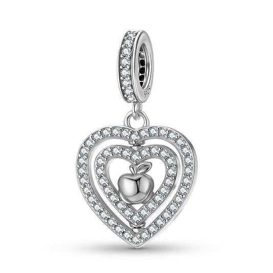 Planderful Jewelry Sterling Silver Zircon Love Pendant Apple Necklace For Everyday Elegant Wear