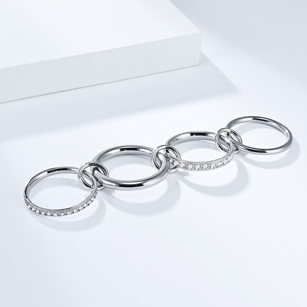 Planderful Four Layered Zircon Ring Set For Women Elegant Stacking Jewelry Everyday Genie Unisex Protection