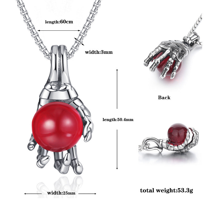 Steel Necklace – Statement Dragon Claw Pendant