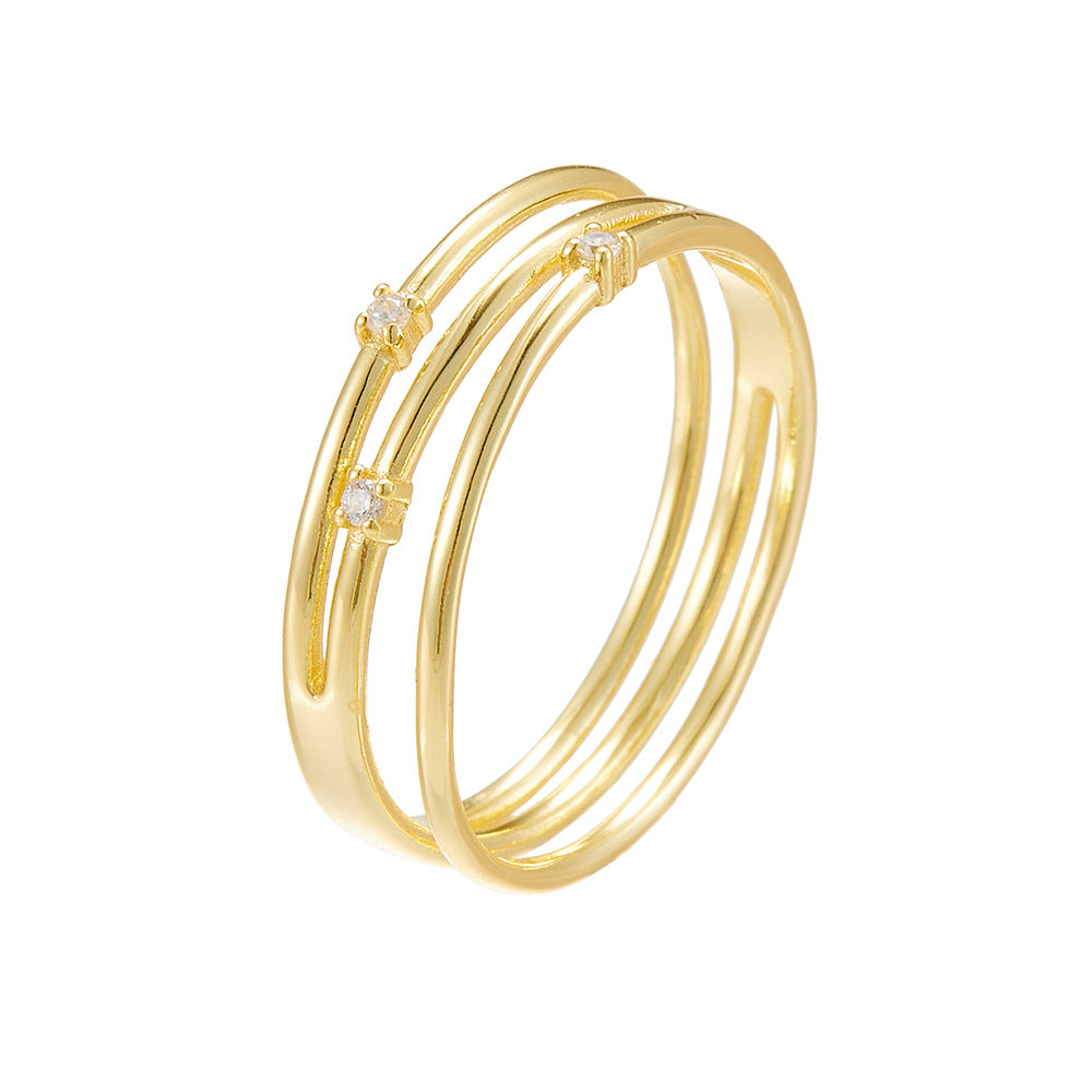 S925 Pure Silver Multi-Layer Hollow Zircon Ring Cool Wind Zircon Index Finger Ring
