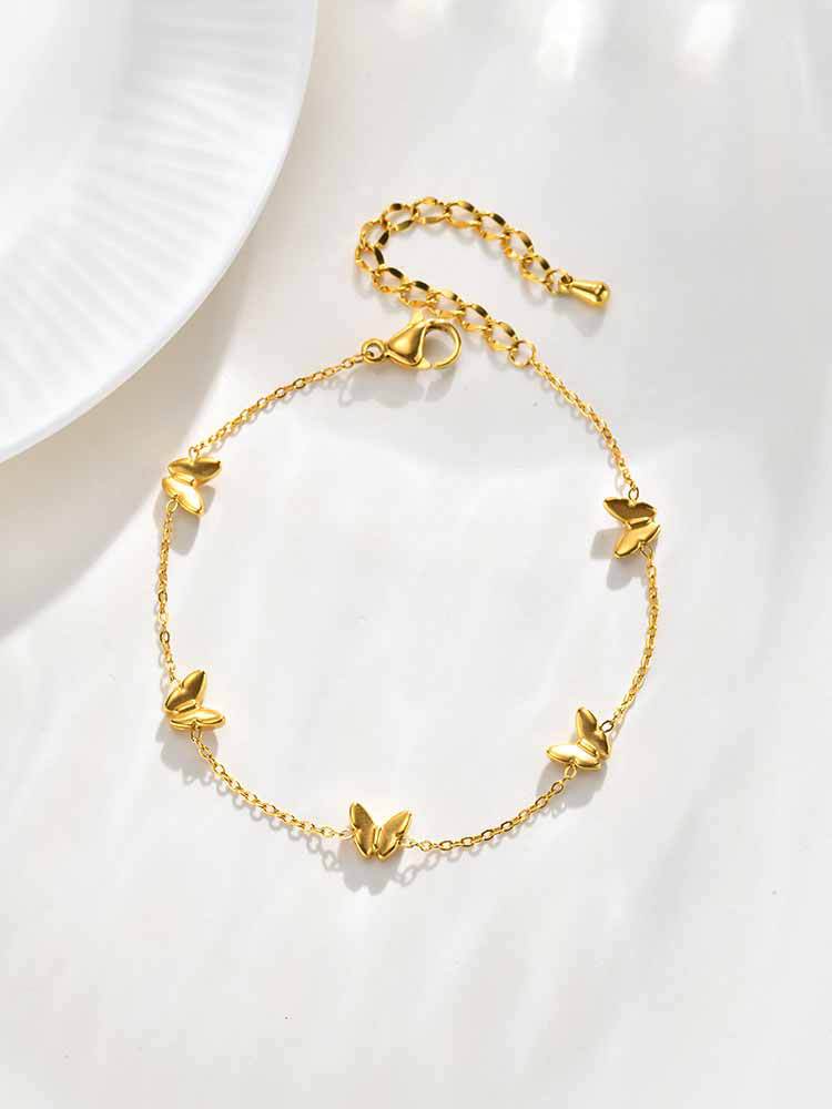 Stainless Steel Wind Delicate Sense Ladies Collarbone Chain Butterfly Necklace Gold