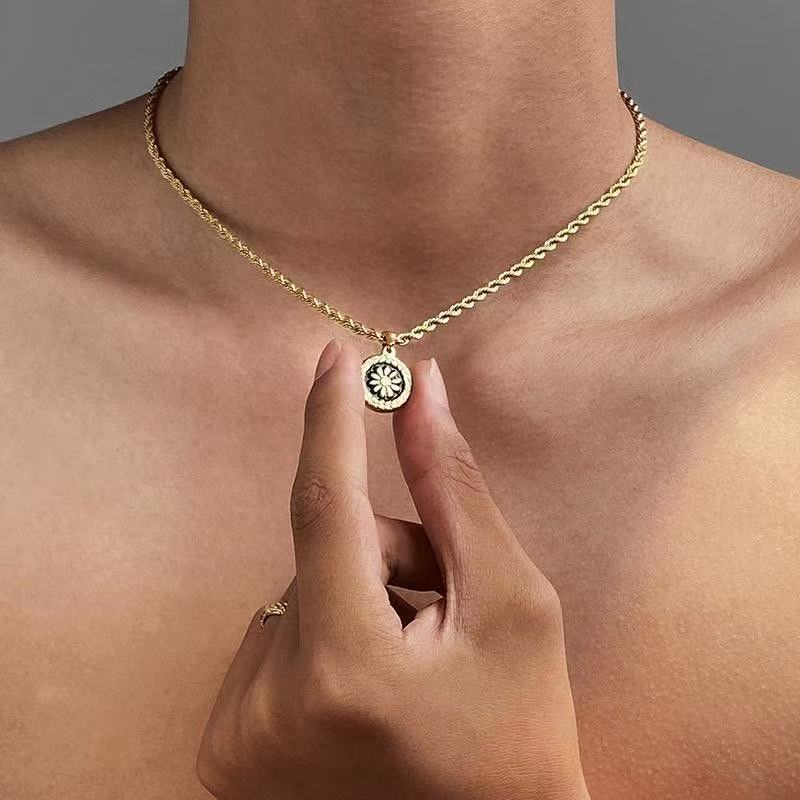 Planderful Jewelry Gold Coin Necklace Stainless Steel