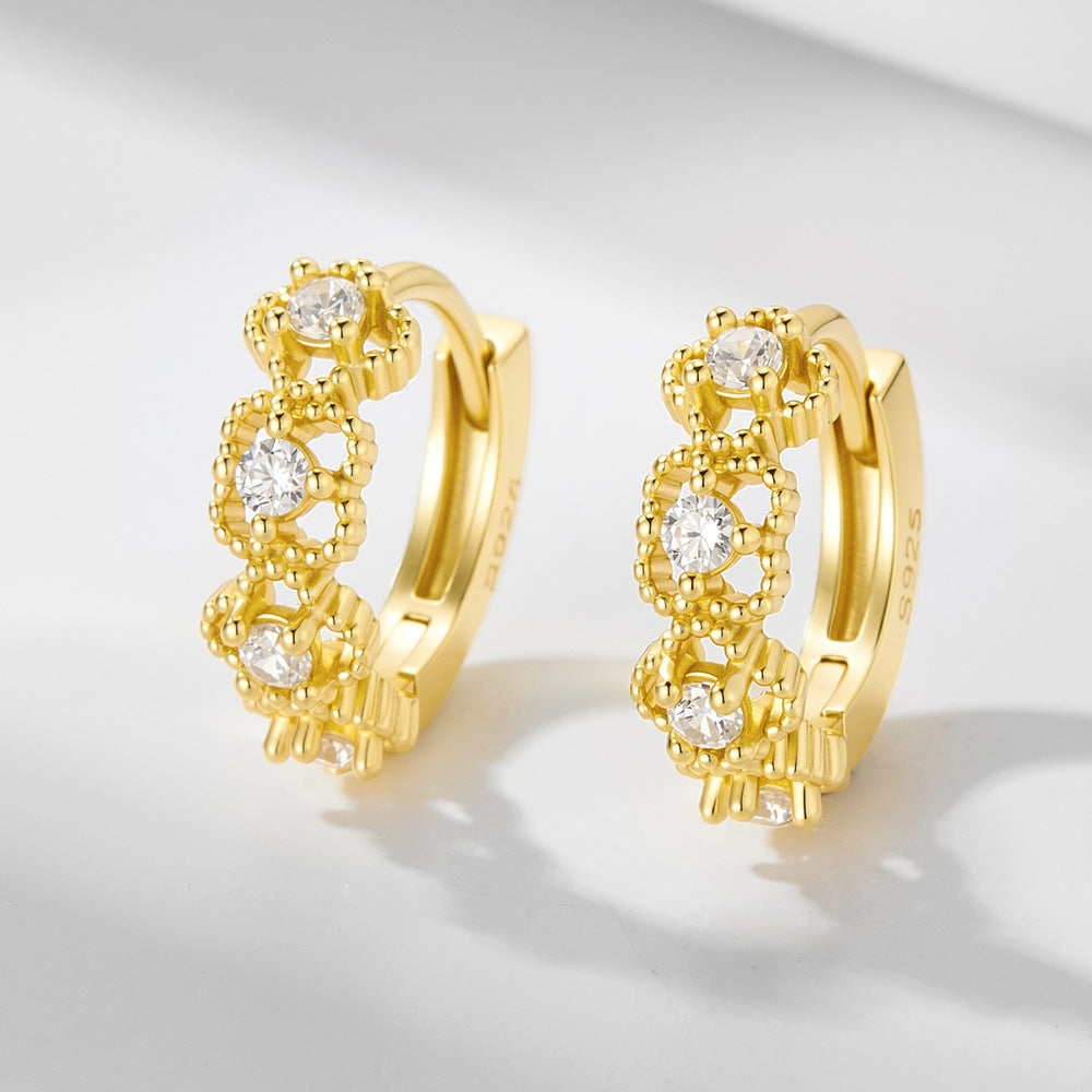 S925 Sterling Silver Zircon Earrings Ear Buckles Niche Exquisite Earrings