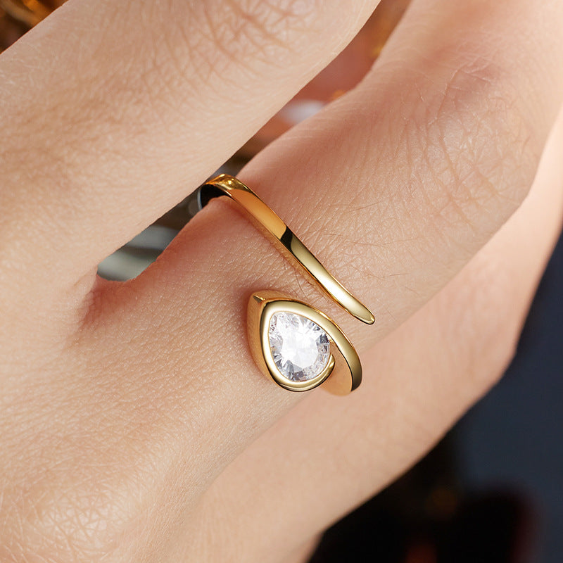 Planderful 925 Sterling Silver Ring With Elegant Zircon Inlay Geometric Open Design For Women