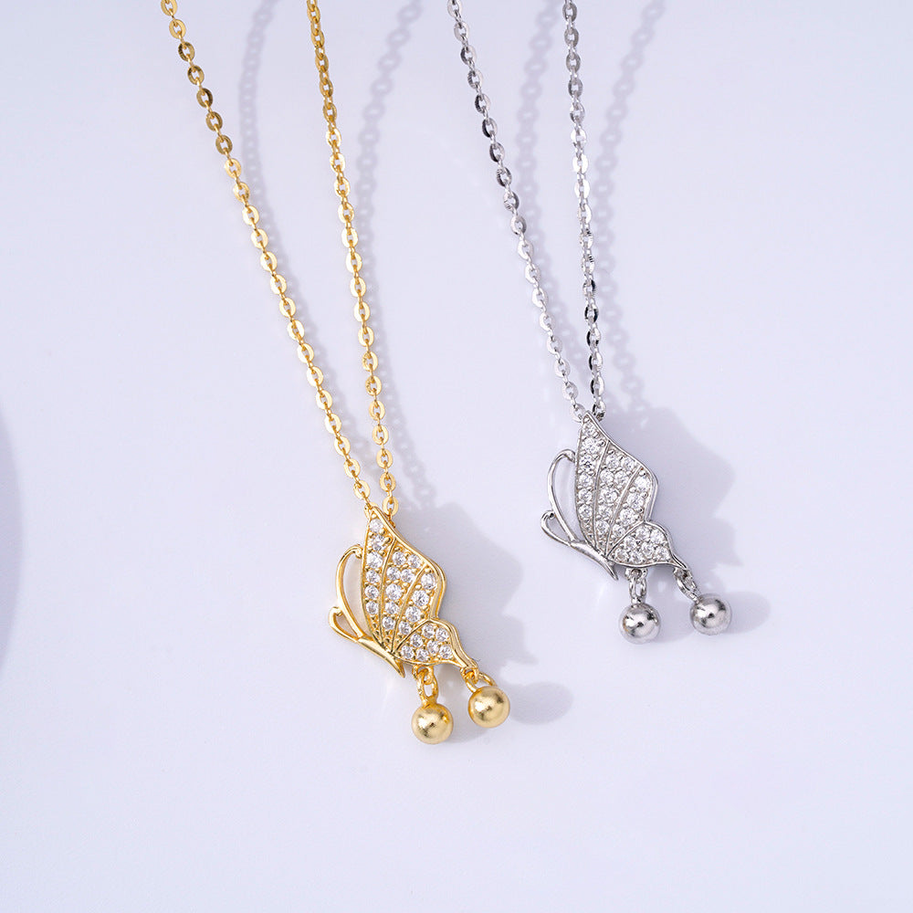 Korean Version Ins Wind S925 Silver Necklace Women's Butterfly Pendant Luxury Collarbone Chain